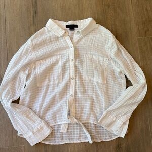 Sanctuary White Button-Down Shirt with Tie Front
